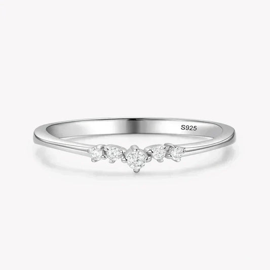 Silver ring with small diamonds on a white background-TM & CO. JEWELS 