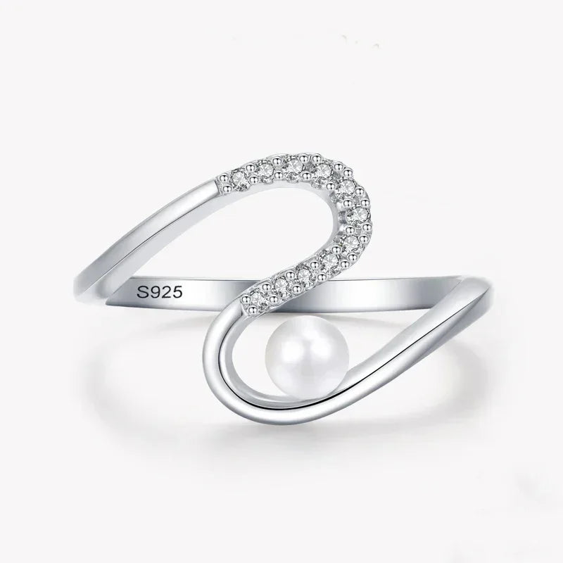 Wave Bloom Silver Pearl Party Ring - TM & Co. Jewels