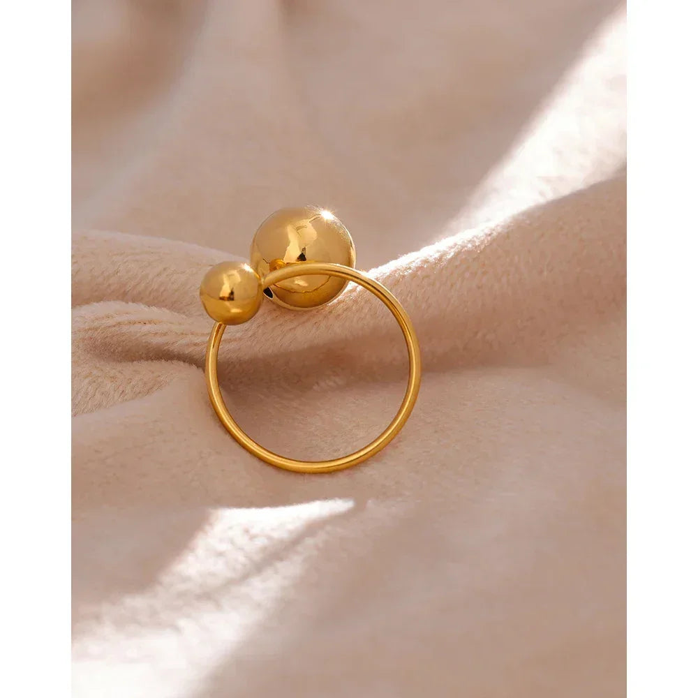 Golden Sphere Adjustable Statement Ring - TM & Co. Jewels