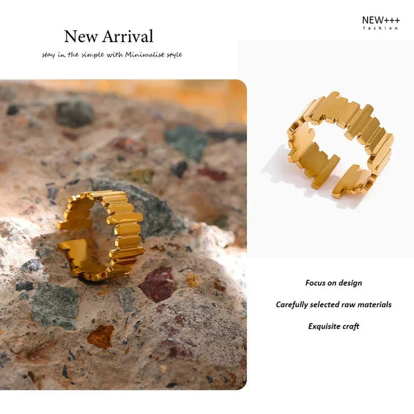 Golden Edge Geometric Ring - TM & Co. Jewels