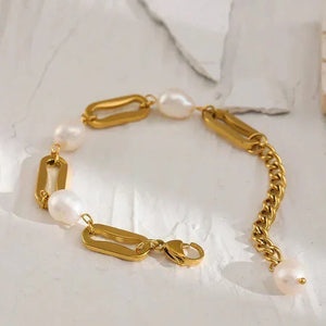 Elegant Pearl Chain Bangle - TM & Co. Jewels