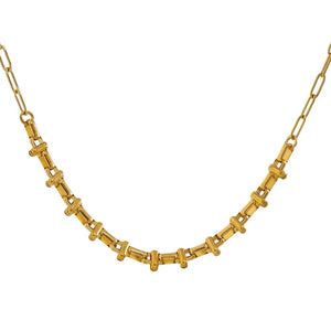 Gold chain necklace on a white background