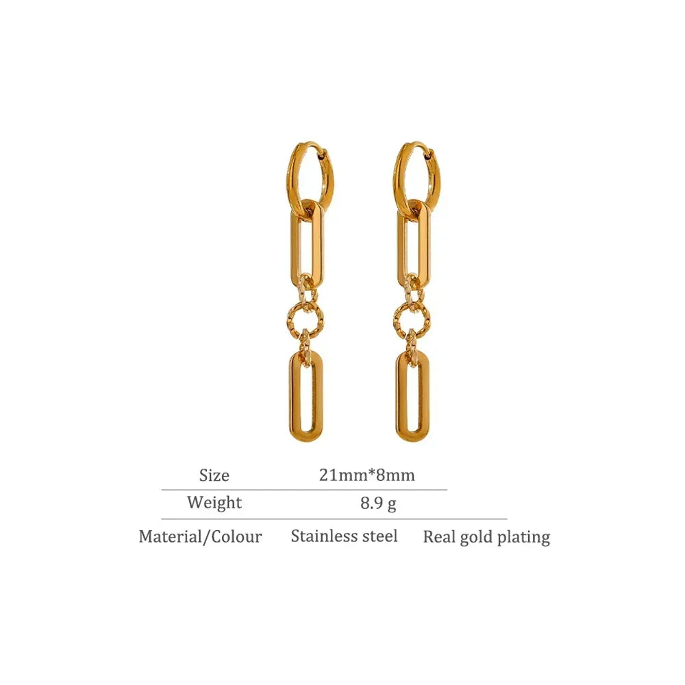 Chic Gold Texture Geometric Dangle Earrings - TM & Co. Jewels