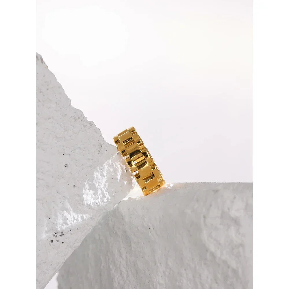 Golden Chain Stainless Steel Charm Ring - TM & Co. Jewels