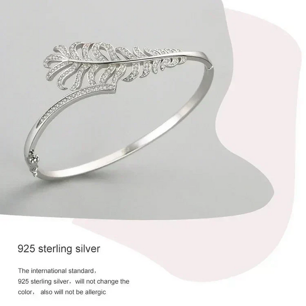 Clear Silver Feather Band - TM & CO. JEWELS 