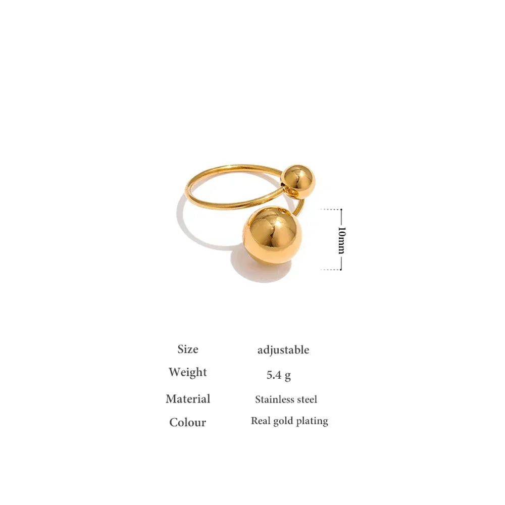 Golden Sphere Adjustable Statement Ring - TM & Co. Jewels