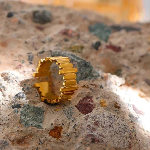 Golden Edge Geometric Ring - TM & Co. Jewels