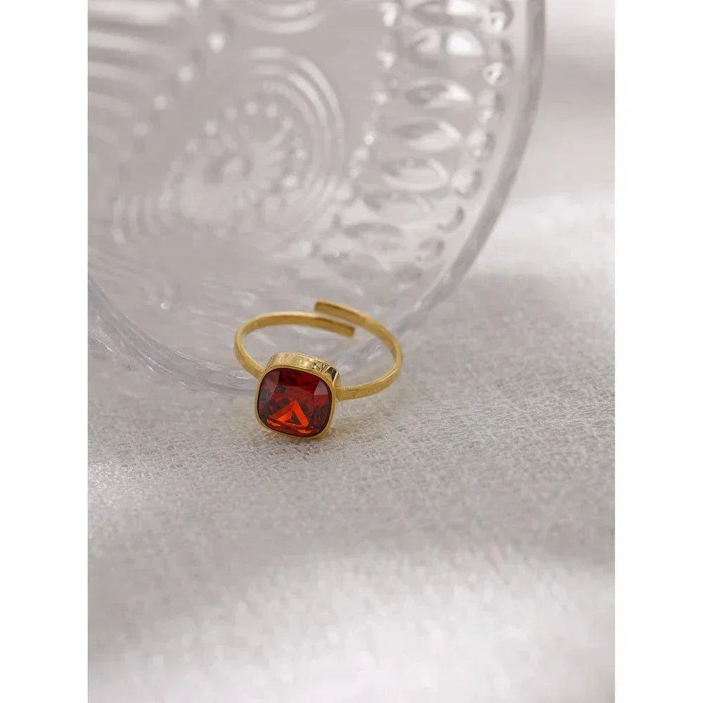 Crystal Radiance Stainless Steel Adjustable Ring - TM & Co. Jewels