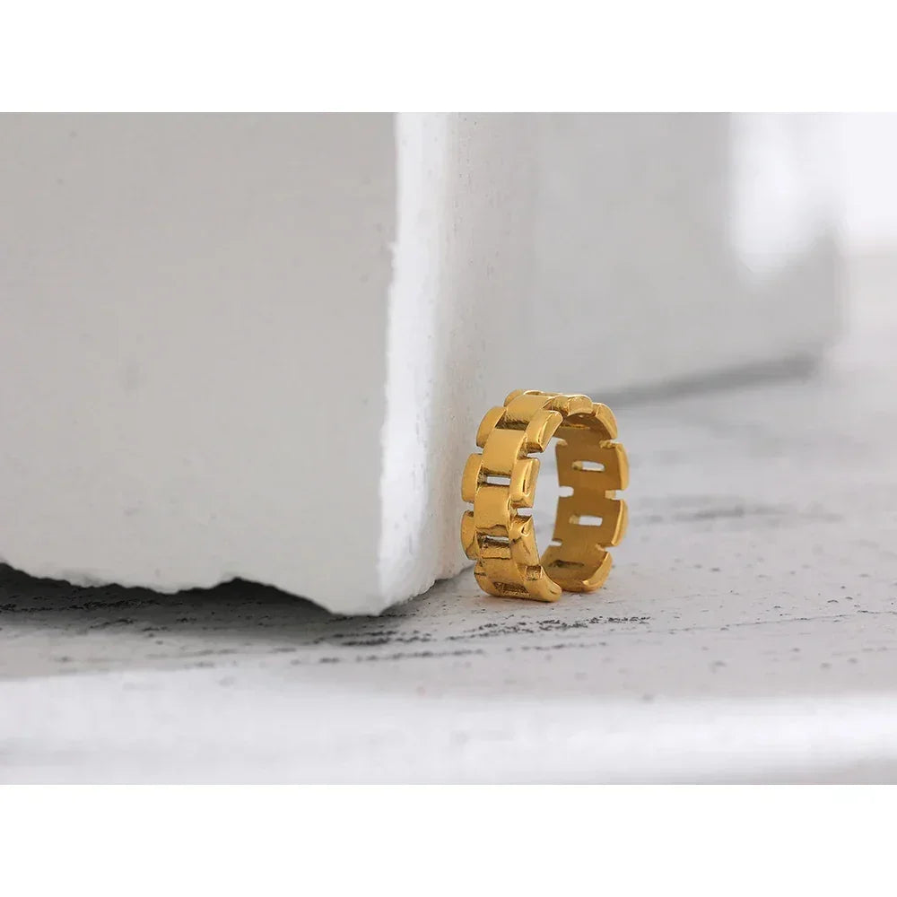 Golden Chain Stainless Steel Charm Ring - TM & Co. Jewels
