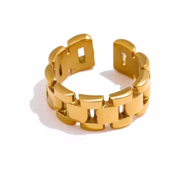 Golden Chain Stainless Steel Charm Ring - TM & Co. Jewels