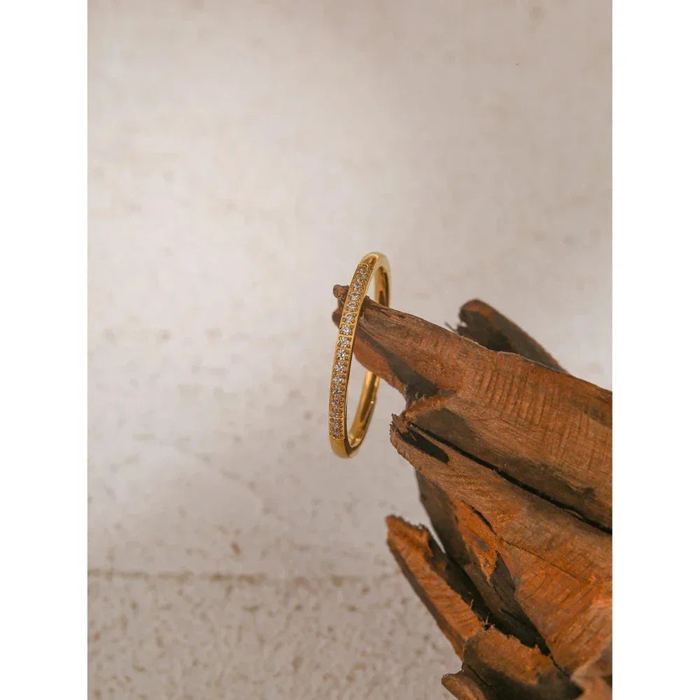 Golden Elegance Cubic Zircon Ring - TM & Co. Jewels