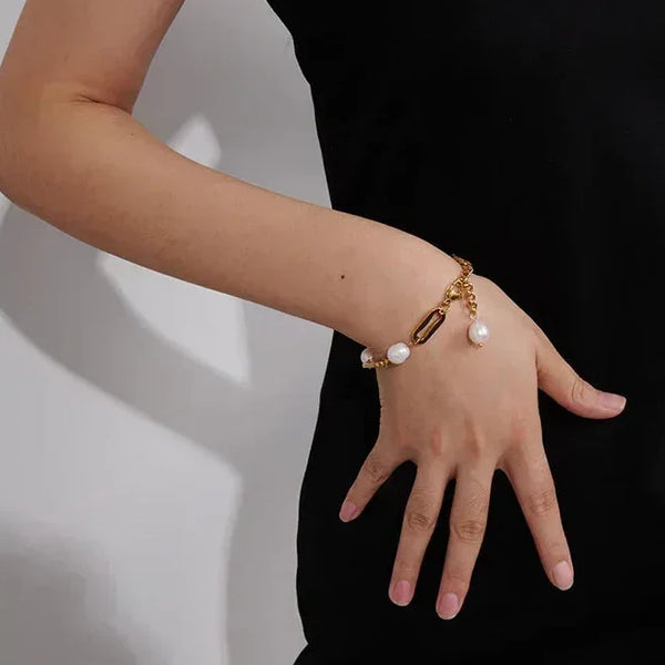 Elegant Pearl Chain Bangle - TM & Co. Jewels