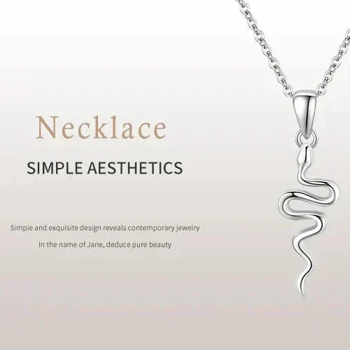 Silver necklace with a modern pendant on a light gray background