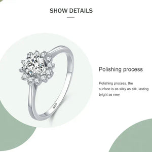 Silver ring with diamond on a white background