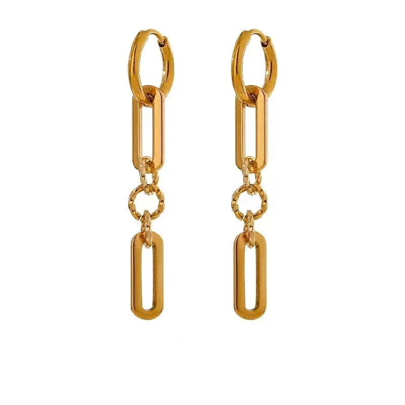 Chic Gold Texture Geometric Dangle Earrings - TM & Co. Jewels