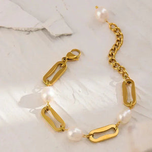 Elegant Pearl Chain Bangle - TM & Co. Jewels