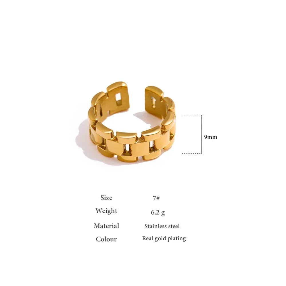 Golden Chain Stainless Steel Charm Ring - TM & Co. Jewels