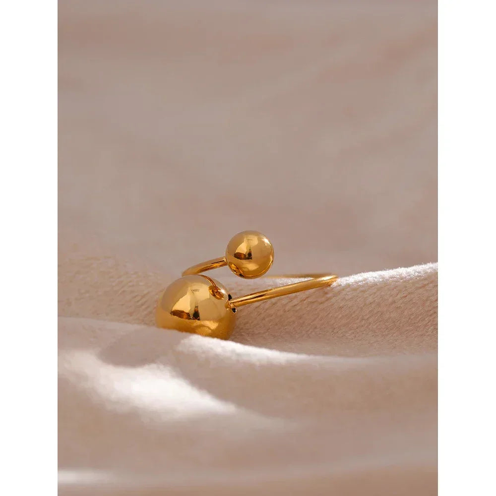 Golden Sphere Adjustable Statement Ring - TM & Co. Jewels