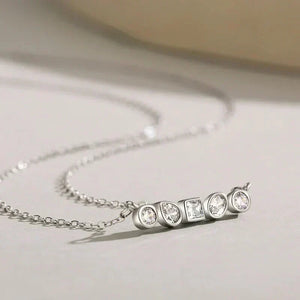 Silver necklace with diamond pendants on a light background-Geometric Fusion Pendant - TM & Co. Jewels