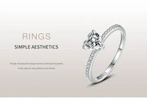 Heart-shaped 925 silver ring with pavé stones, elegant minimalist women’s jewelry
