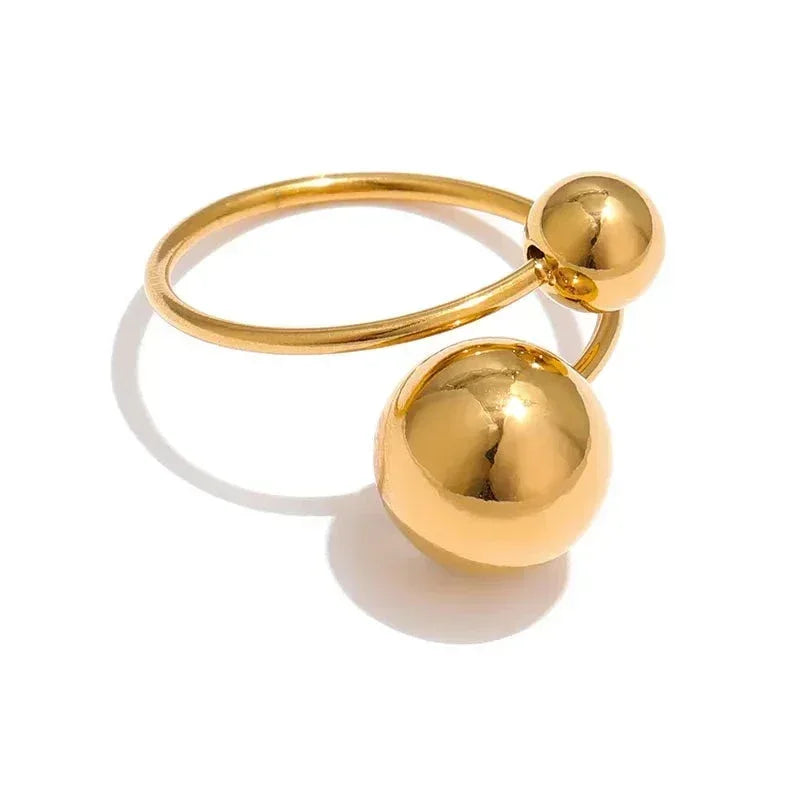 Golden Sphere Adjustable Statement Ring - TM & Co. Jewels