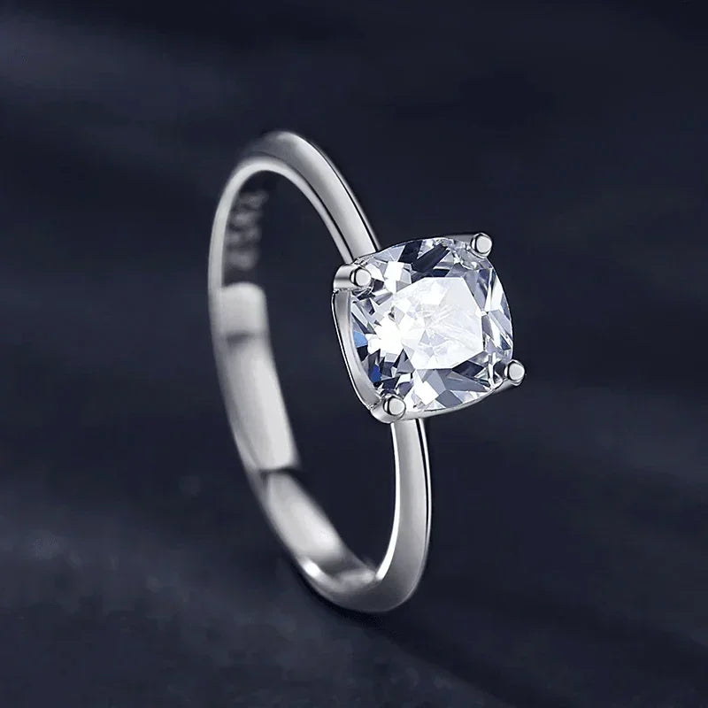 Crystal Square Sterling Silver Ring - TM & Co. Jewels