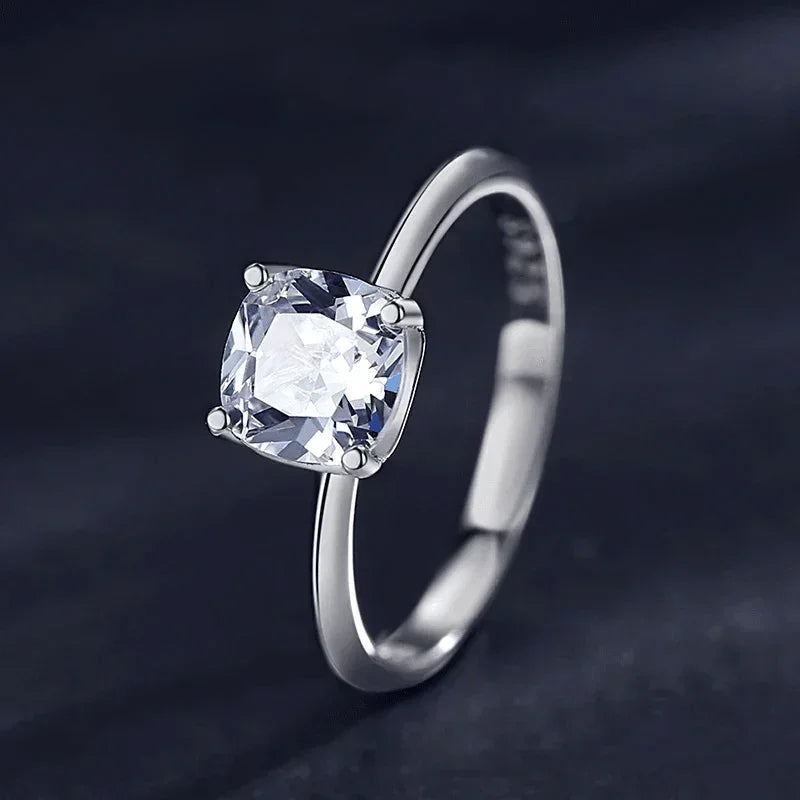 Crystal Square Sterling Silver Ring - TM & Co. Jewels