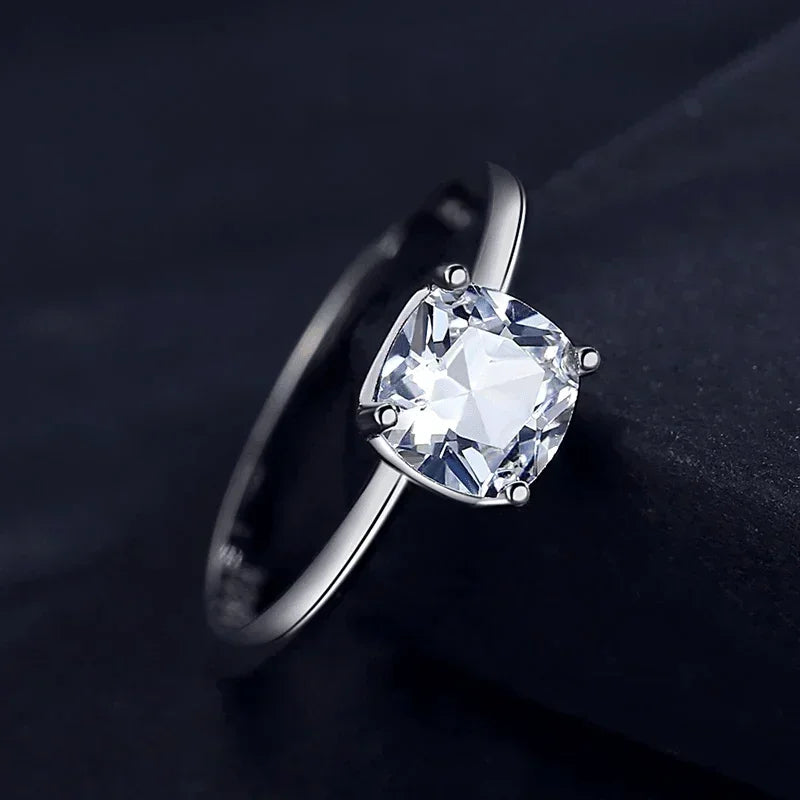 Crystal Square Sterling Silver Ring - TM & Co. Jewels