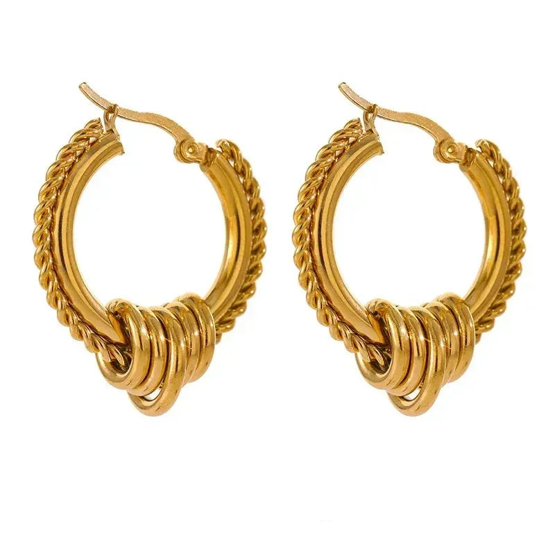 Twisted Huggie Earrings with Gold PVD Plating - TM & Co. Jewels