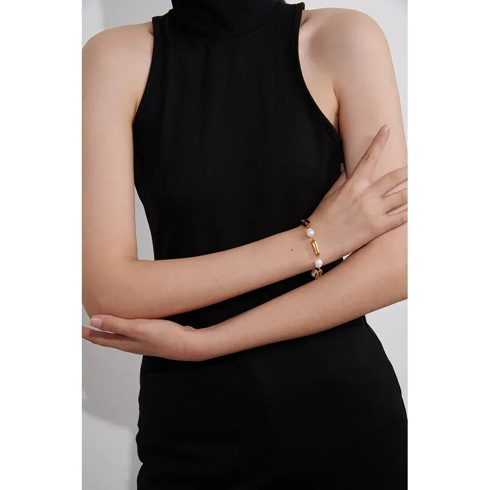 Elegant Pearl Chain Bangle - TM & Co. Jewels