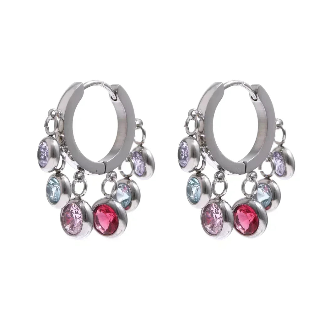 Colorful Cubic Zirconia Hoop Earrings - TM & Co. Jewels