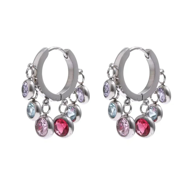 Colorful Cubic Zirconia Hoop Earrings - TM & Co. Jewels