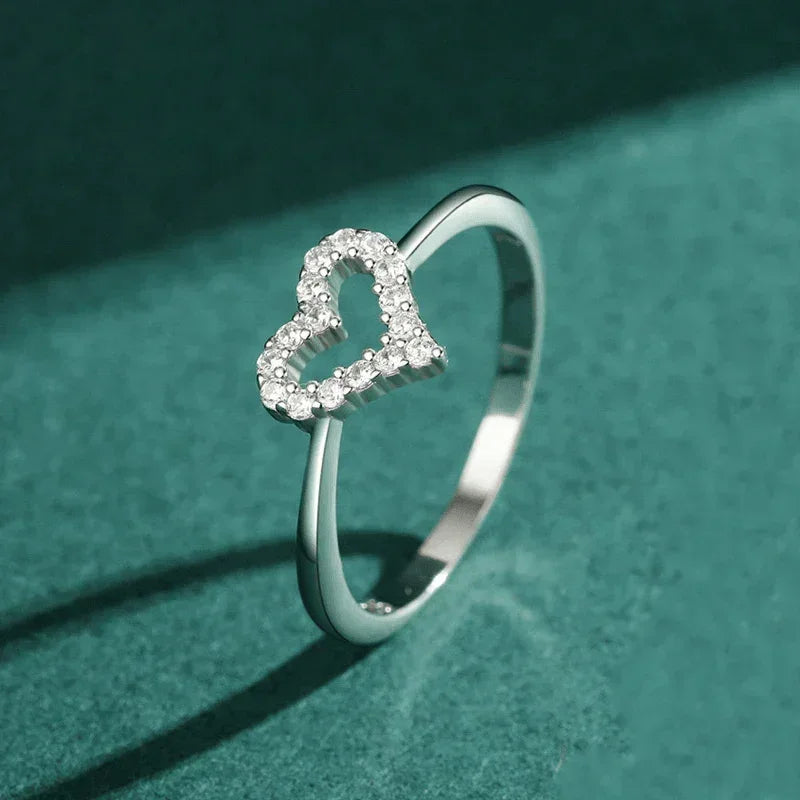 Hollow Heart Zircon Ring - TM & Co. Jewels