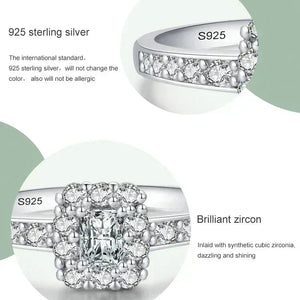 925 sterling silver ring with synthetic cubic zirconia, gemstone halo design, elegant and hypoallergenic jewelry