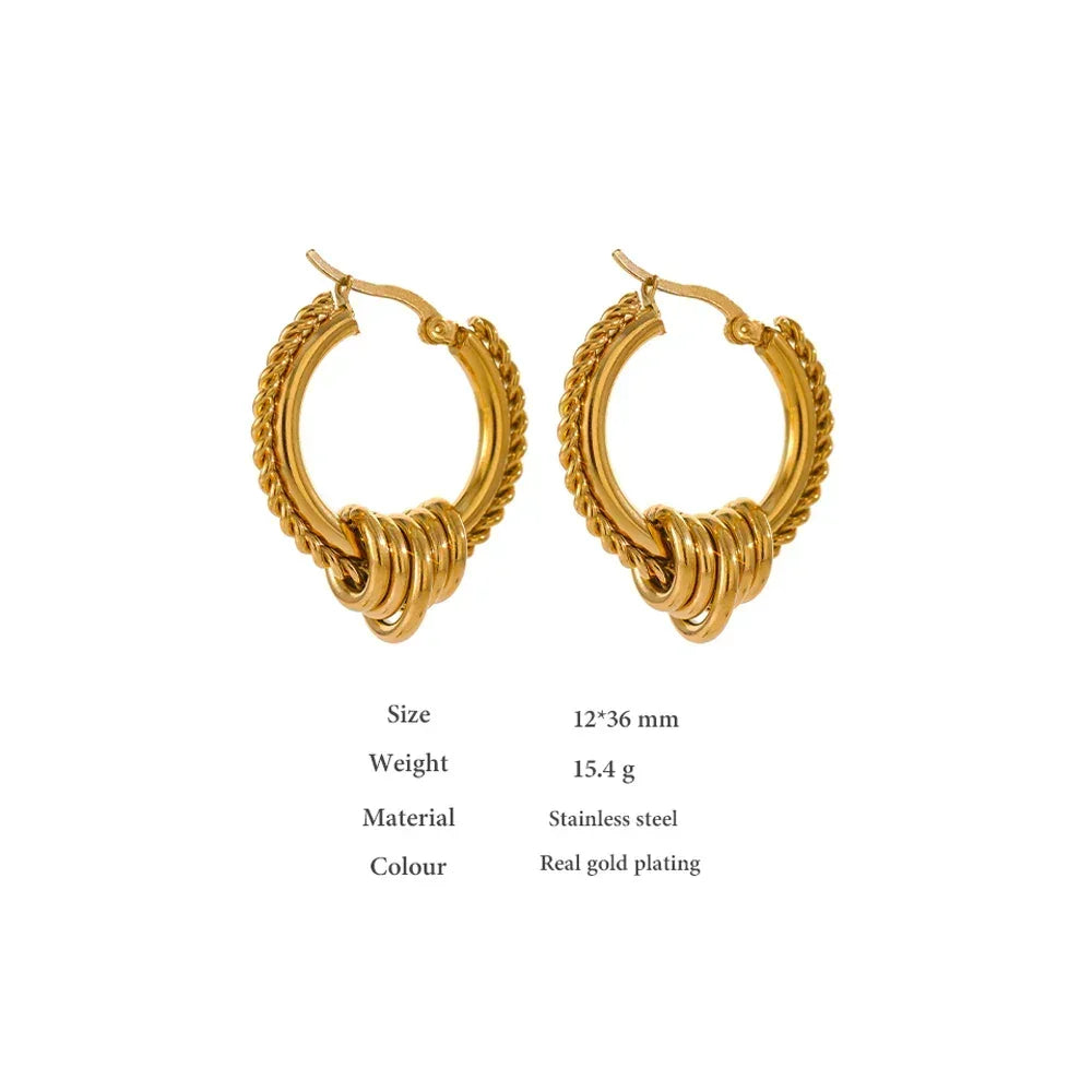 Twisted Huggie Earrings with Gold PVD Plating - TM & Co. Jewels