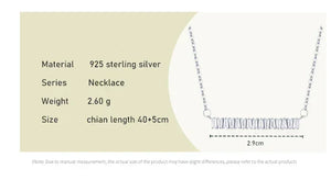 925 sterling silver necklace with baguette crystals, adjustable 40+5cm chain, 2.9cm pendant