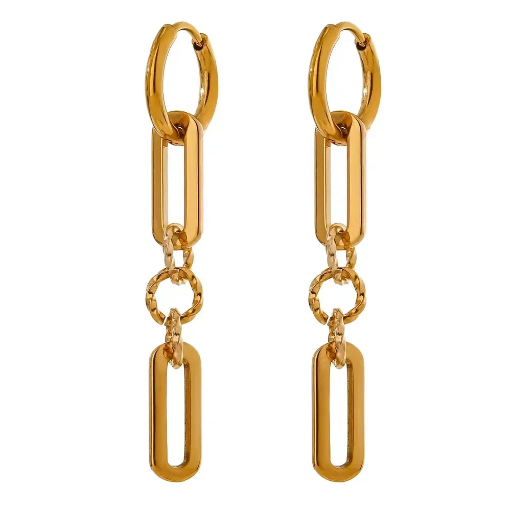 Chic Gold Texture Geometric Dangle Earrings - TM & Co. Jewels
