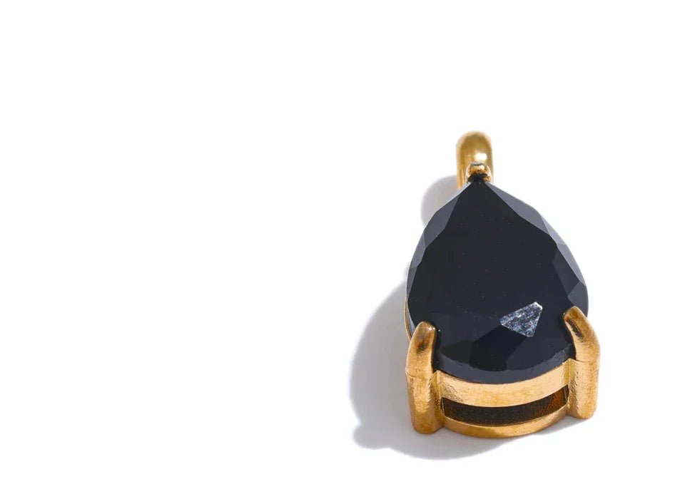 Casting Technology Fashion Black White Pink Bling Cubic Zirconia Gold Color Charm Pendant Stainless Steel DIY Accessories