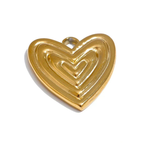 Gold heart-shaped pendant on a white background