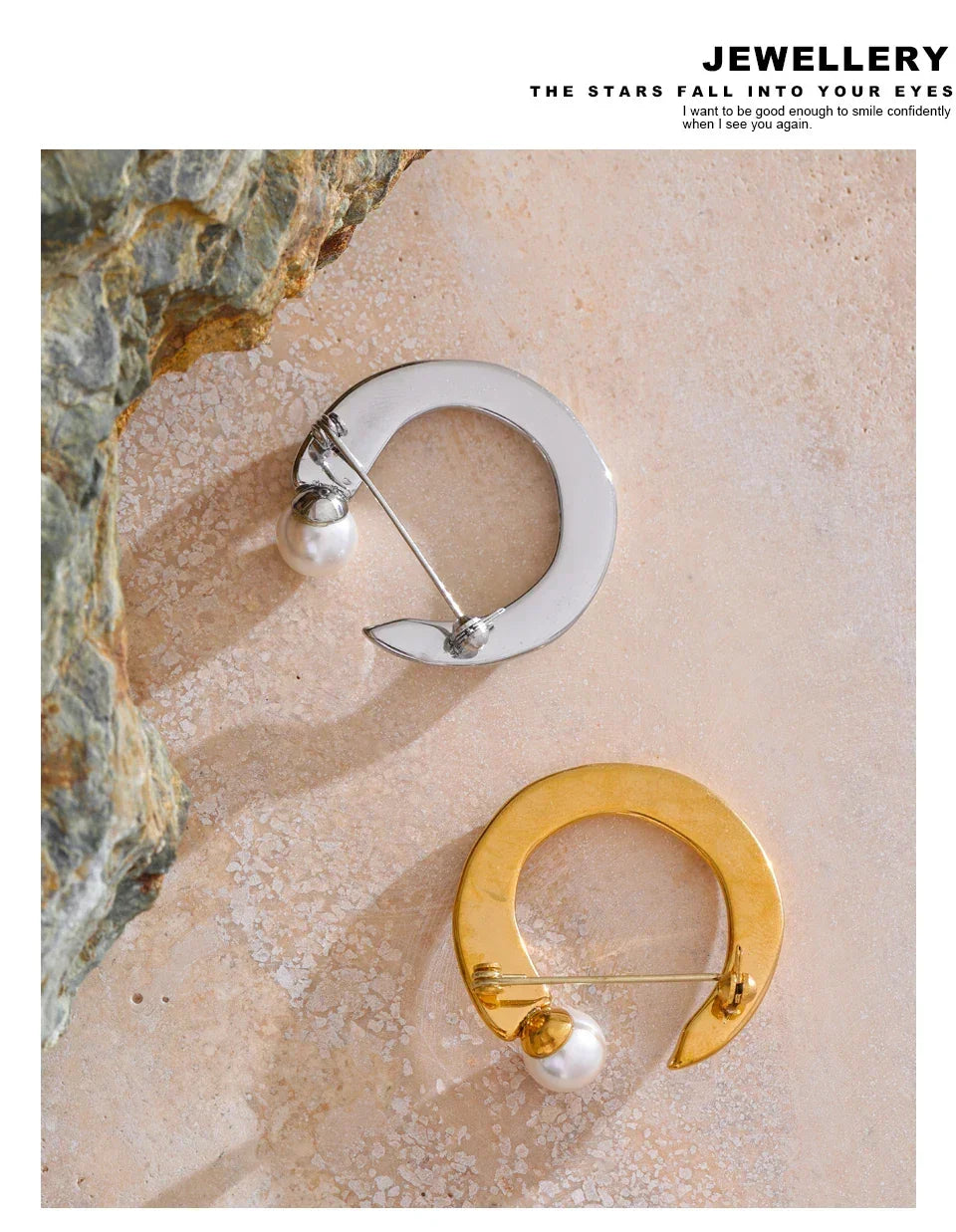 U-Shape Pearl Brooch