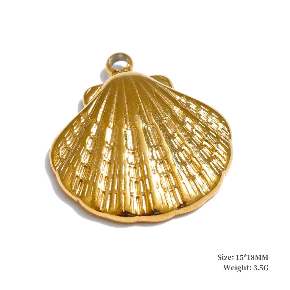 1PC 2024 Summer Ocean Shell Starfish Seahorse Conch Stainless Steel Pendant DIY Making Accessories Handmade Necklace Gift