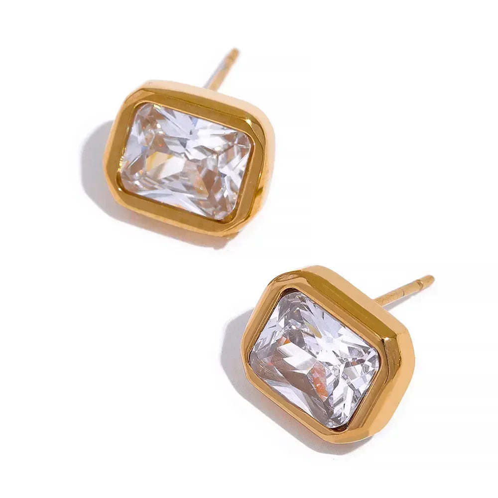 Emerald Elegance Square Studs - TM & Co. Jewels