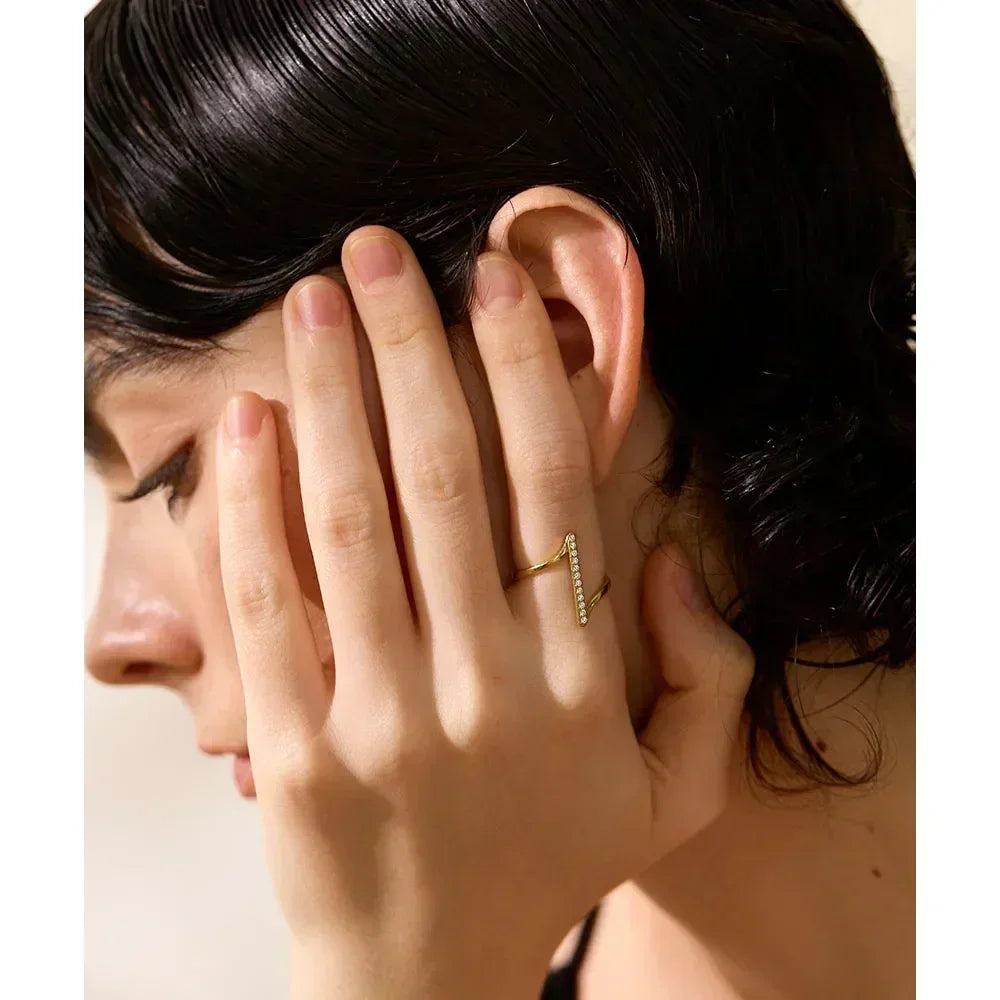 Twisted Elegance Stainless Steel CZ Ring - TM & Co. Jewels