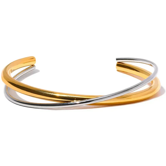 Golden Symmetry Double Color Cuff - TM & Co. Jewels