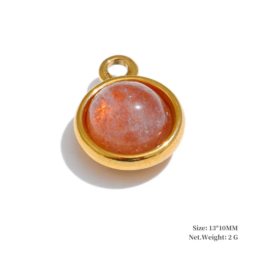 Exquisite Stainless Steel Natural Stone Square Round Oval Pendants for Necklace Bracelet Earrings DIY Accessories Making