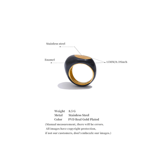 Noir Enamel Dome Ring