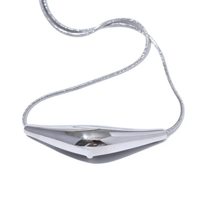 Silver necklace with a pendant on a white background