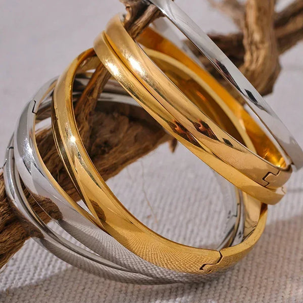 Golden Smooth Stainless Bangle - TM & Co. Jewels
