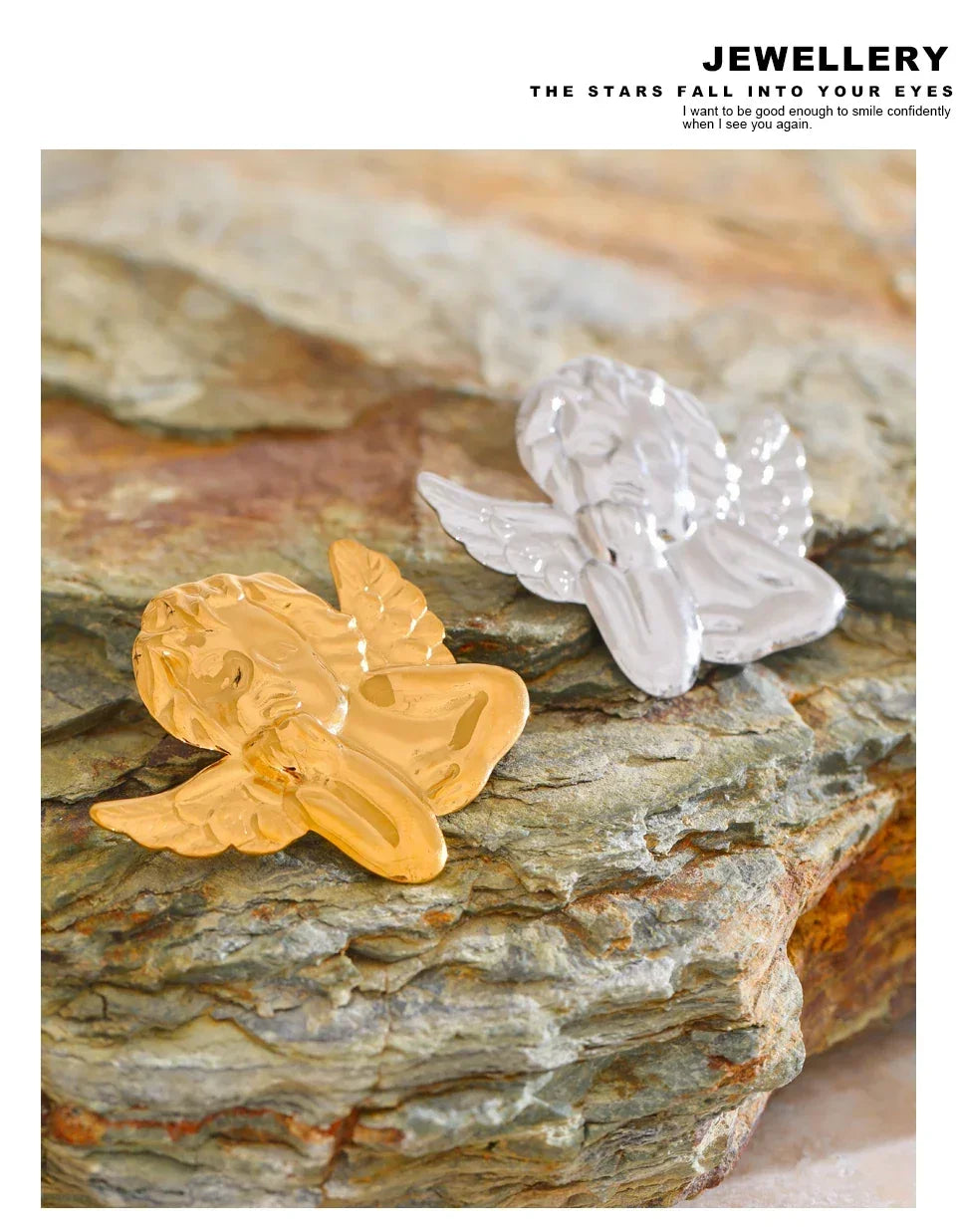 Yhpup Wasserfeste Brosche aus Edelstahl mit Engelsporträt, Unisex, stilvolles und einzigartiges Kostümzubehör