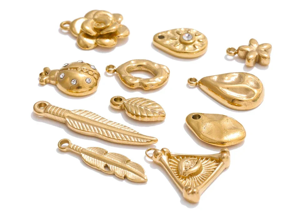 Stainless Steel Metal Leaf Flower Insect Pendants Jewelry DIY Accessories Making Necklace Bracelet Wholesale